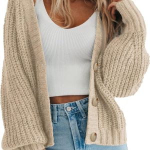 Women's Chunky Knit Cardigan Fall Outfit